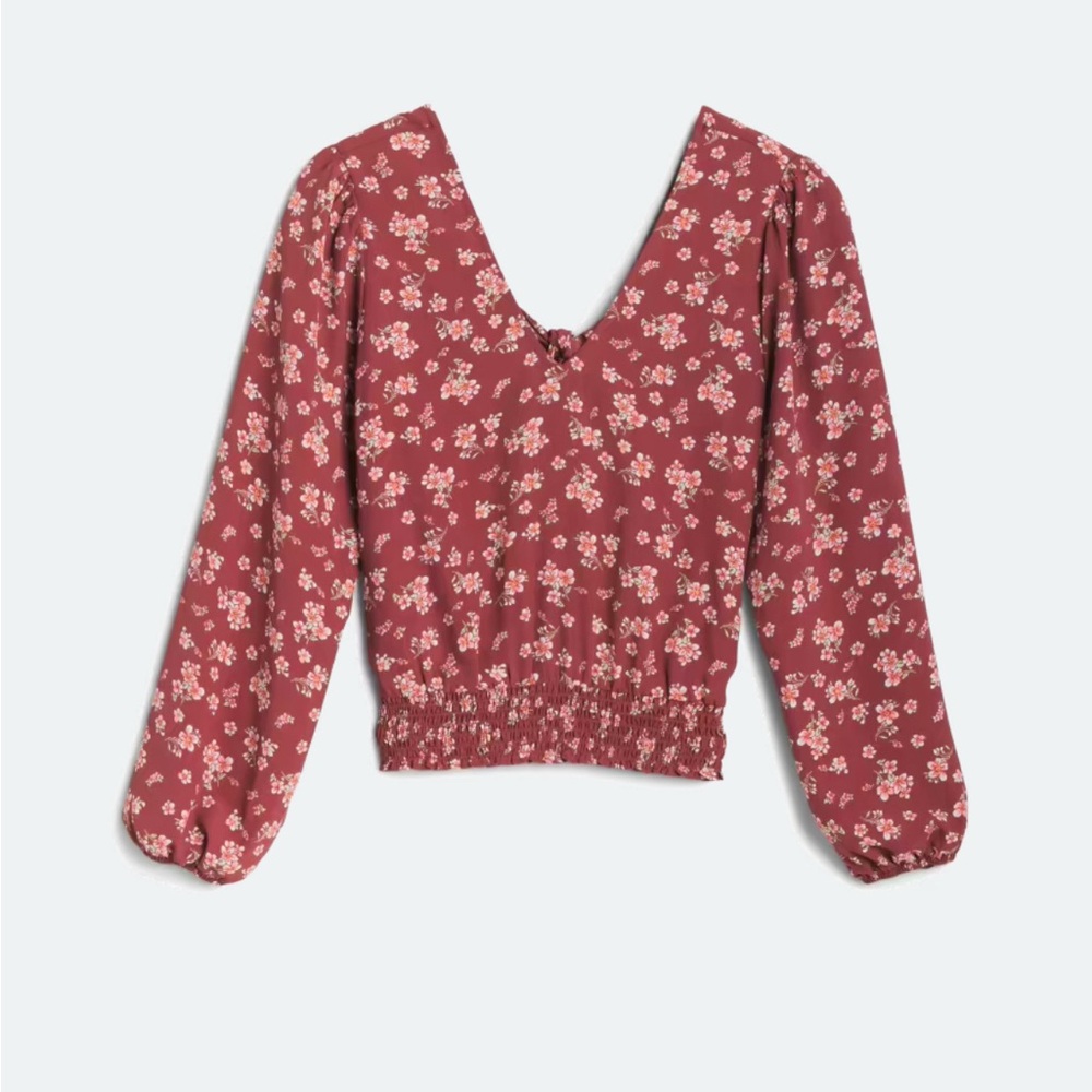 NINE BRITTON | Red Puff Sleeve Wrap Blouse | Size S - Picture 4 of 4